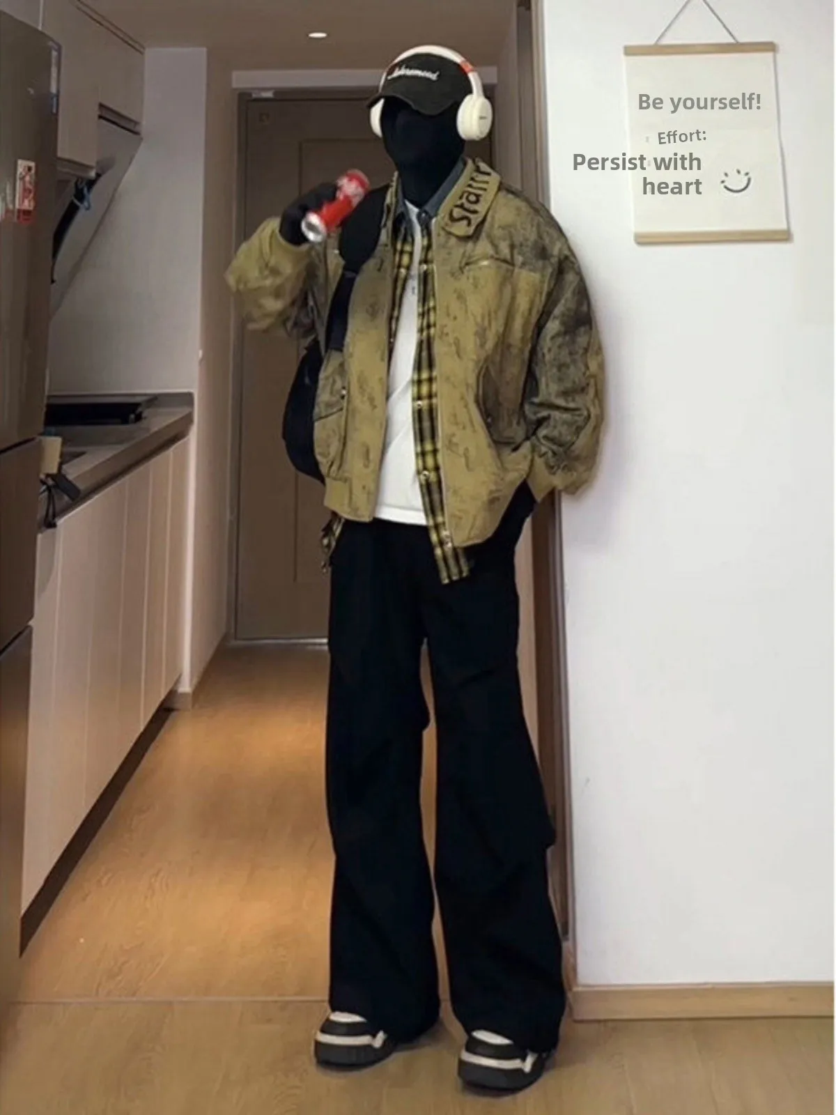 

Мужские повседневные брюки американского дизайна с высокой талией, зауженные, свободного кроя, дышащие, из полиэстера, для весны и осени