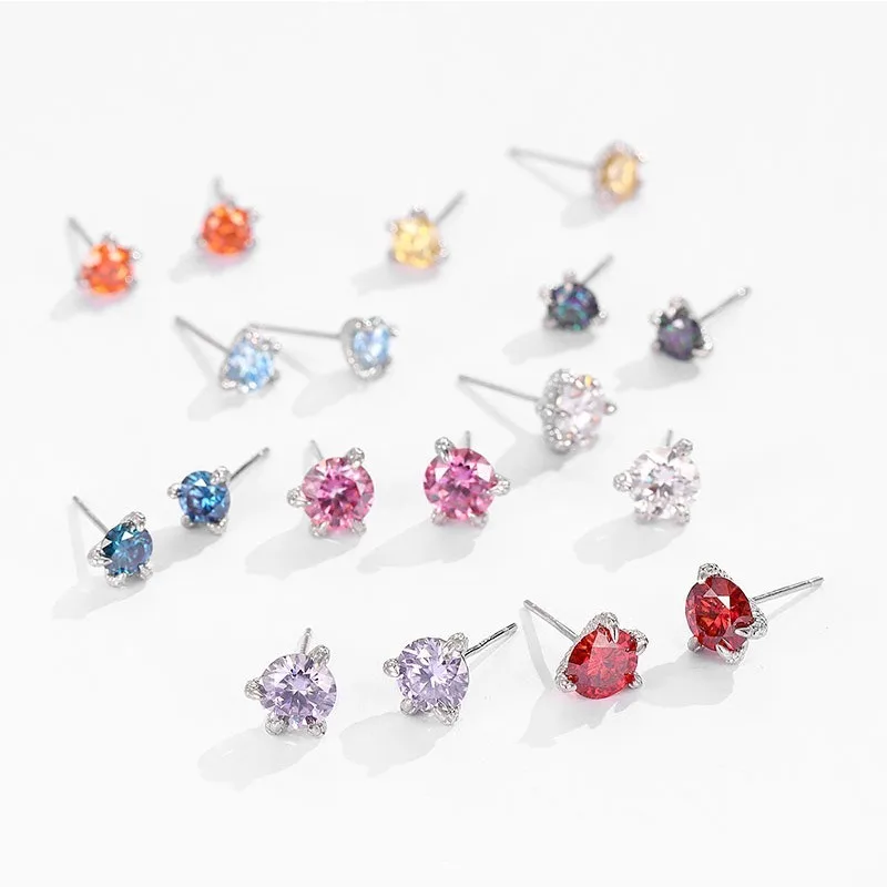 

S925 Sterling Silver Real Moissanite Stud Earrings Dragon Claw Fine Women Jewelry Platinum Mosan Diamond Ear Studs Pass Tester