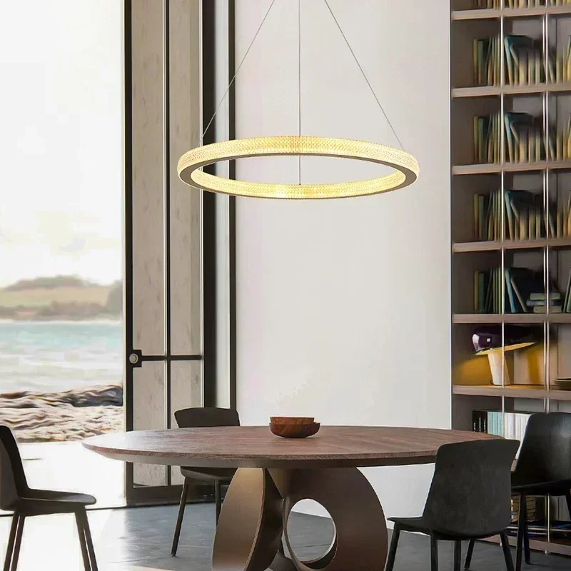 Modern Circular Luxury Crystal LED Pendant Lamp Living Room Restaurant Attic Hotel Exhibition Hall Chandelier Home Decor Light