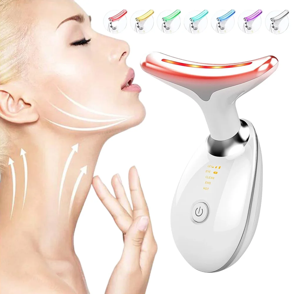 Face Neck Lift Beauty Device EMS Facial Massager LED Light Therapy Double Chin Remover Skin Rejuvenation Tightening Anti Wrinkle