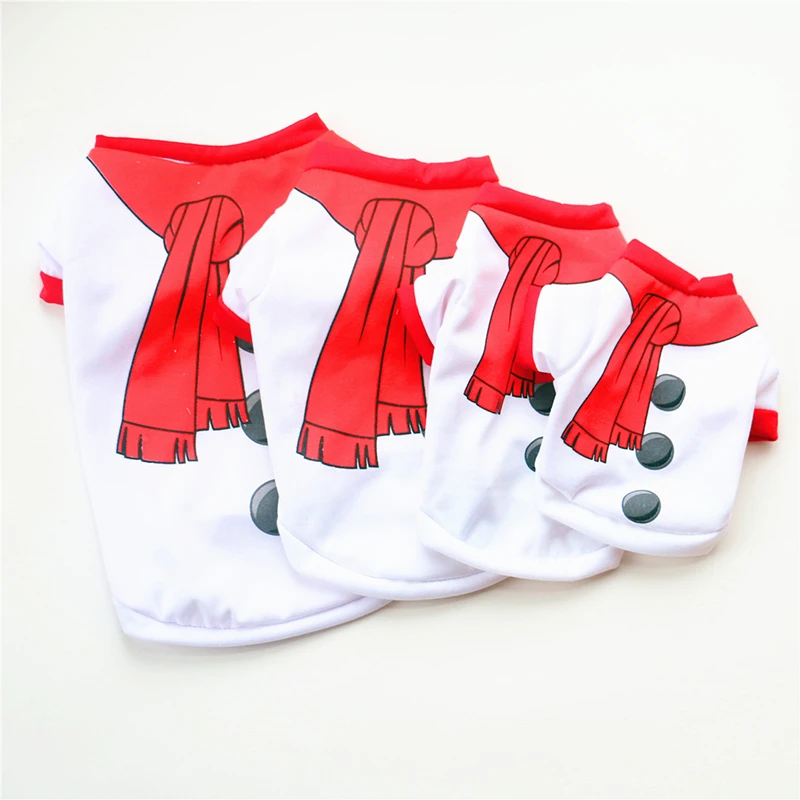 Ropa navideña para perros, ropa para mascotas, disfraz para perros pequeños y medianos, muñeco de nieve de dibujos animados, ropa estampada para mascotas de Papá Noel