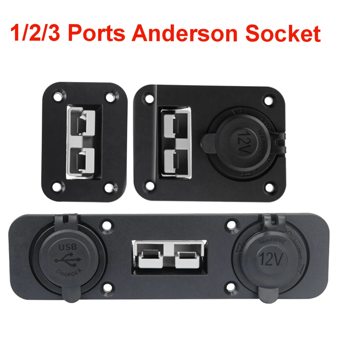 12V 24V Flush Mount Car Anderson 50A Current Socket Cigarette Lighter Socket Install Bracket Recharge Panel Kit