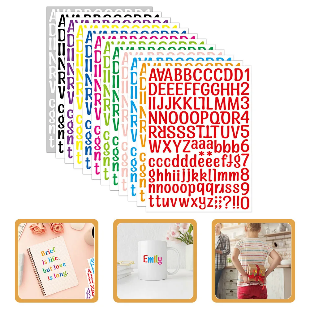 

Sheets Of Letter Number Scrapbook Decals Multi-Use Diy Self-Adhesive Small Alphabet Stickers For Journal Cabinet Labeling Glass