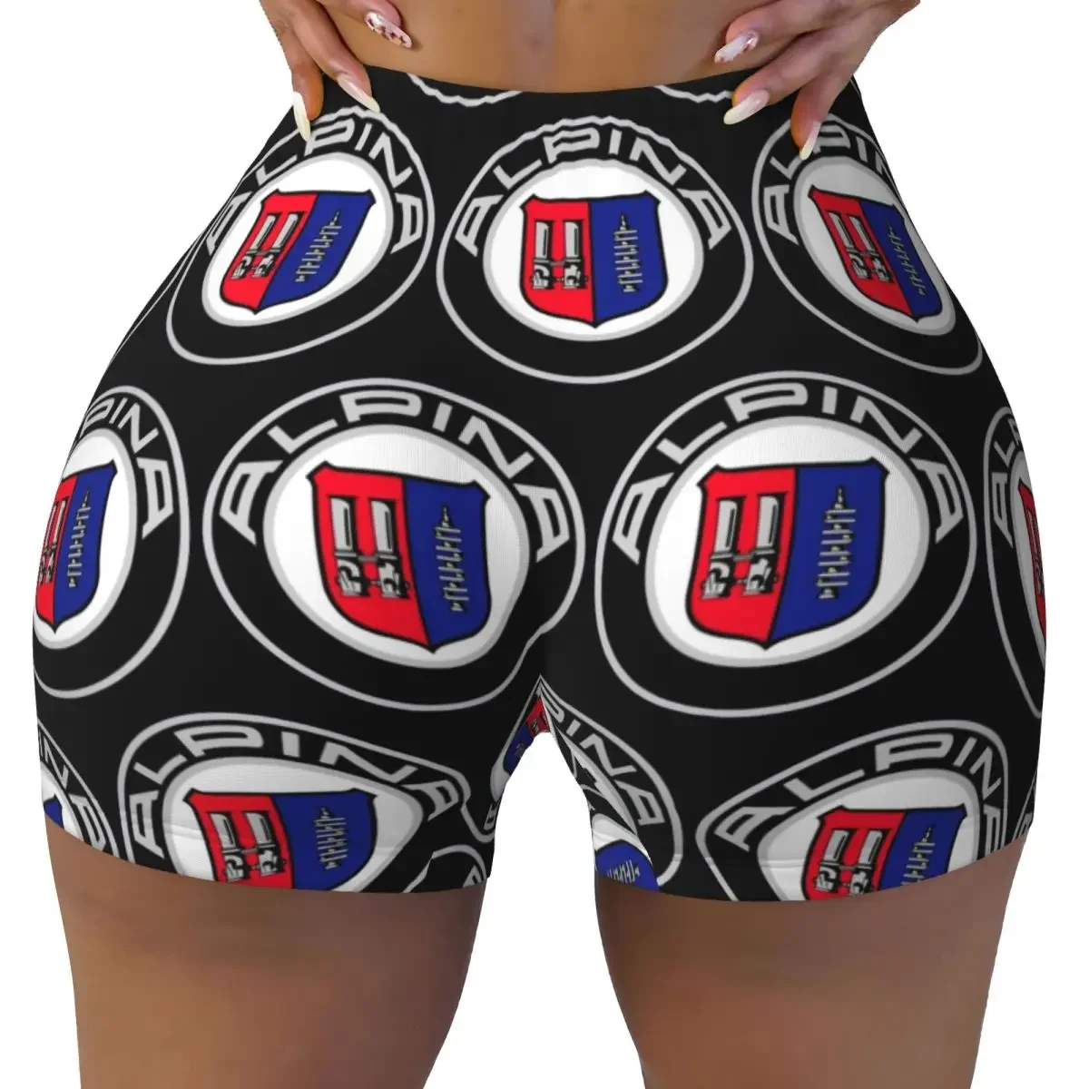 Custom Alpina - Classic Car Logos Yoga Shorts Women Gym Workout Running Athletic Volleyball Biker Shorts
