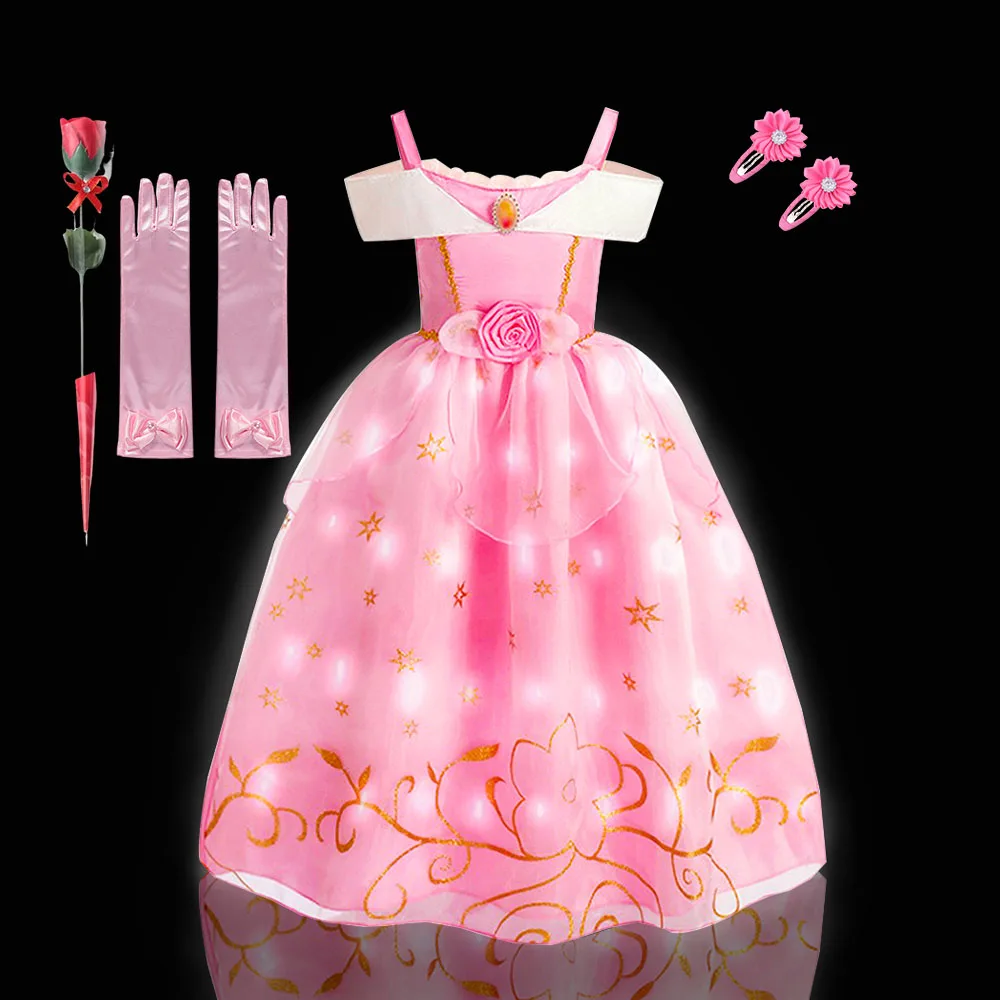 open lace back dress Girl's Sleeping Beauty Princess Aurora Dress, Birthday Party 12-18 Months US Numeric