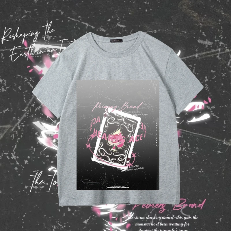 

High street personalized design multifunctional summer shopping t-shirt printed with couple style wearing short top