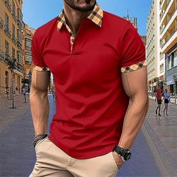 2024 Homens de Verão camisa polo de manga curta do Escritório de Negócios camisa de lapela dos homens de lazer T-shirt Europeu e Americano Plus Size