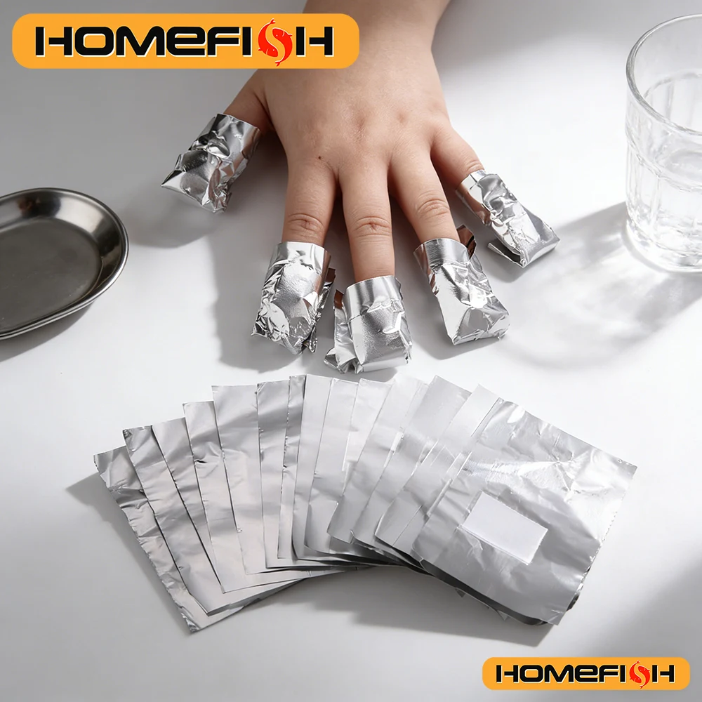 50/100 szt. Folii aluminiowych do usuwania lakieru hybrydowego, akrylowego i żelowego, profesjonalne narzędzie do czyszczenia z wacikiem, do manicure