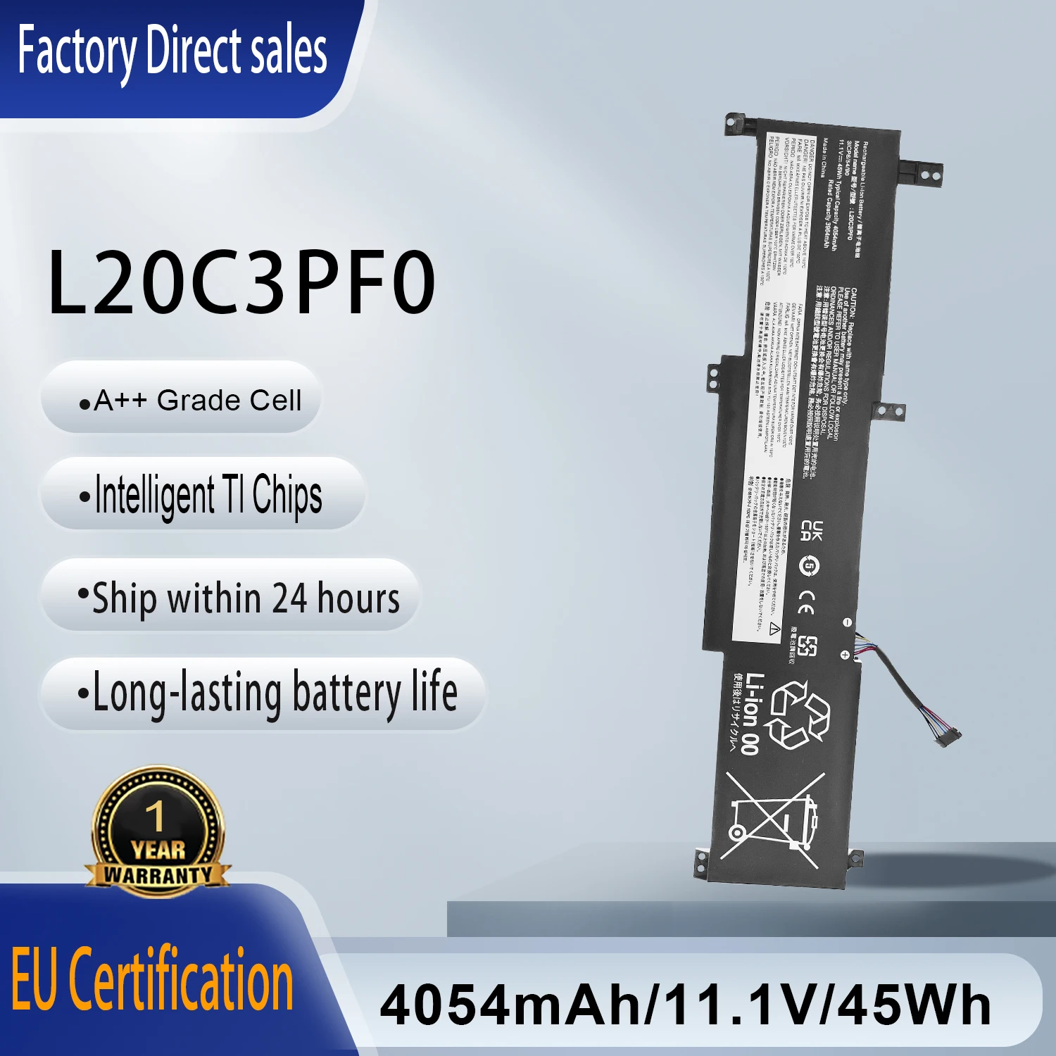 L20C3PF0 Laptop Battery For Lenovo IdeaPad 3-14ADA6 3-14ALC6 3-14ITL6 3-15ALC6 3-17ITL6 Series 5B11B36275 SB11B36277 L20M3PF0