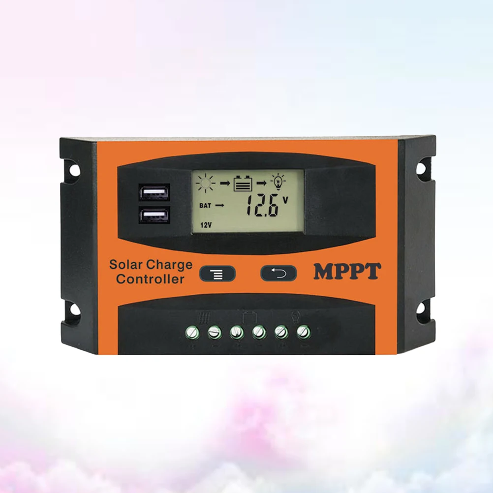 

50A MPPT Solar Charge Controller 12V 24V Auto LCD Dual USB Solar Cell Panel Regulator Built-in Timer