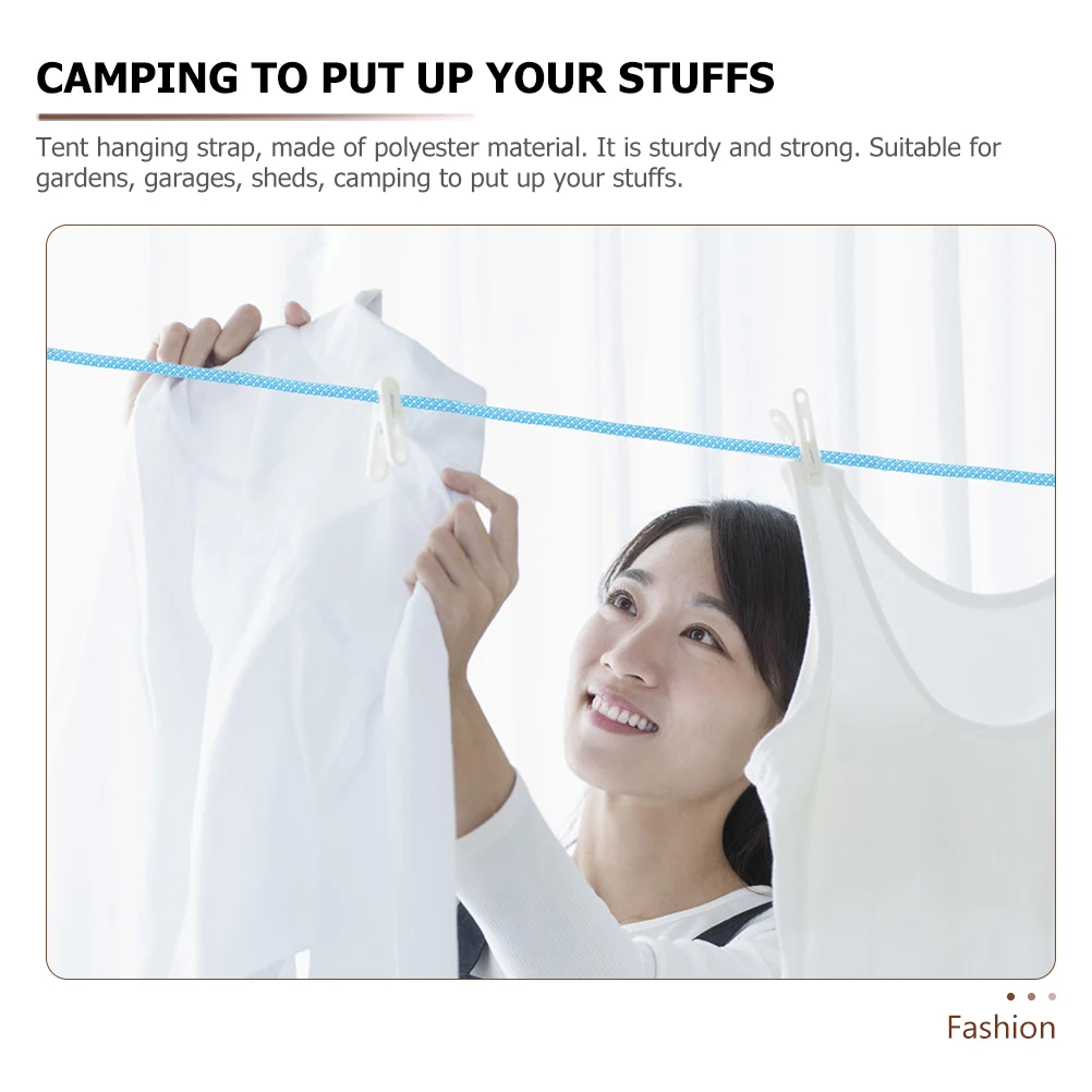 

1pcs Camping Clothesline 6mm Thick Blue Polyester Outdoor Travel Ropes For Tent RV Awnings Garages Gardens Clothes Lines