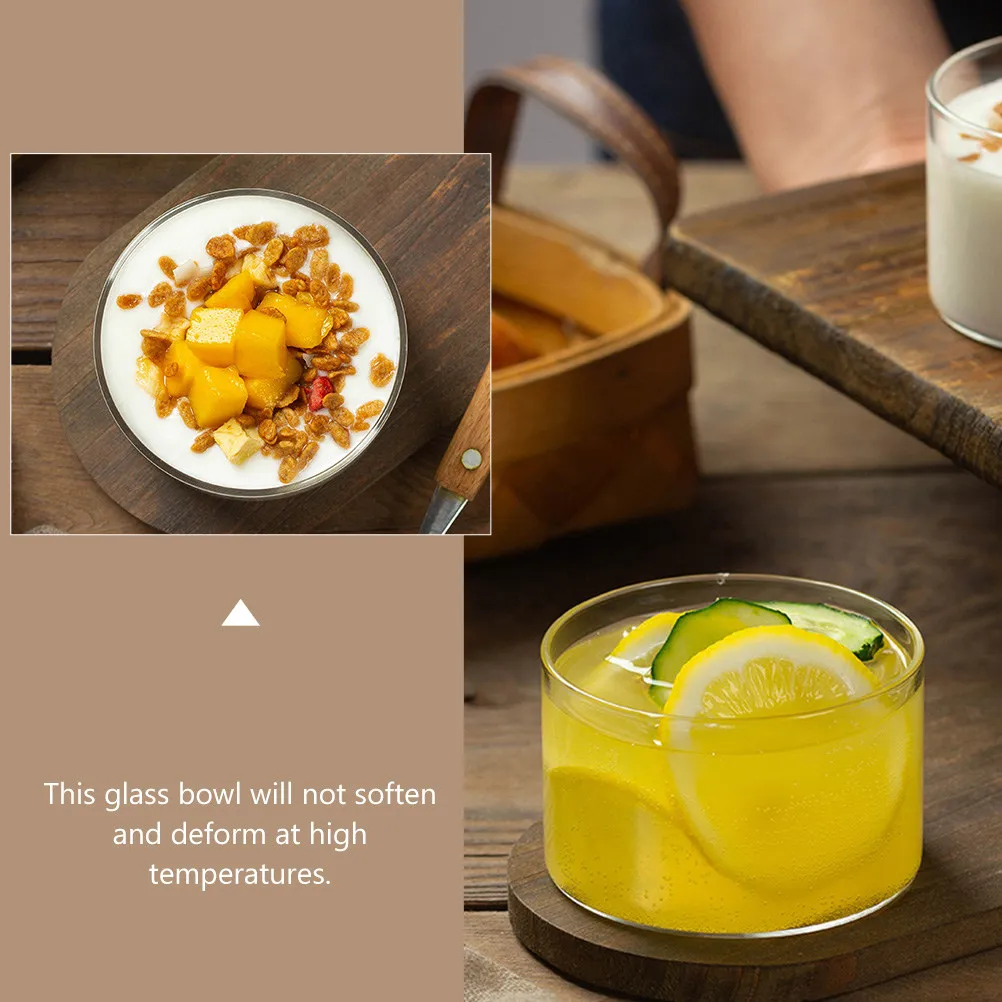 

4Pcs High-Temperature Resistant Glass Bowl Transparent Multi-Purpose Oven Baking Steamed Egg Pudding Dessert Soup Serving Bowl