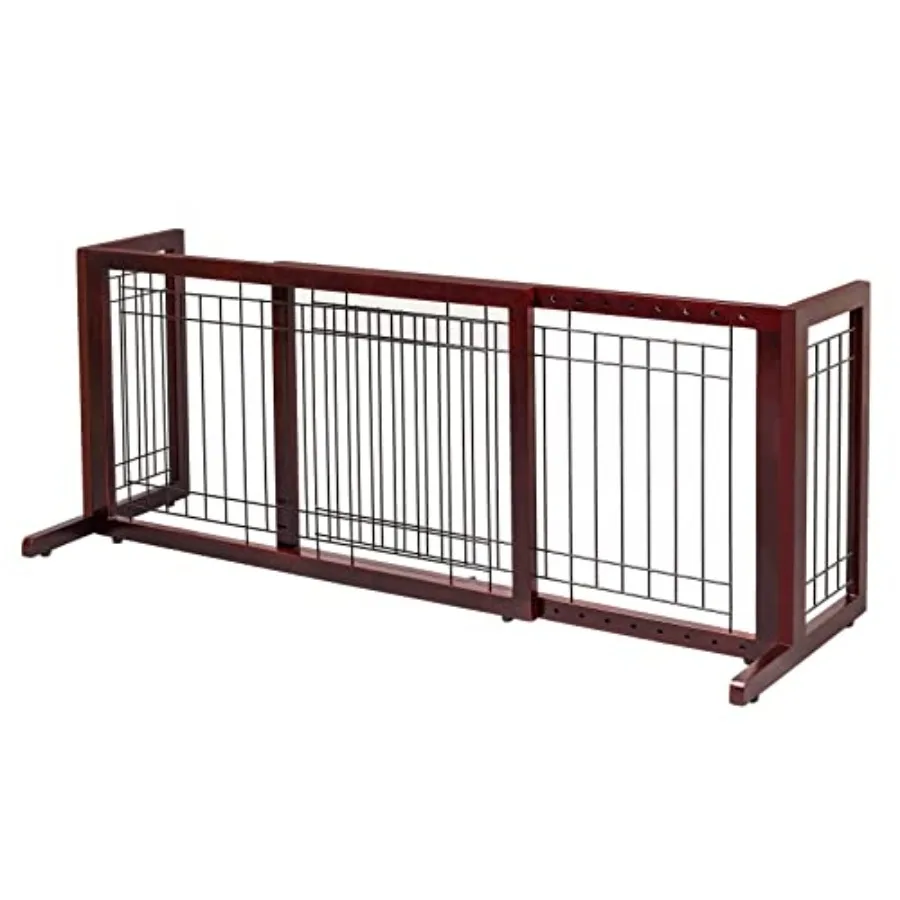 

Free Standing Dog Gate 37" - 68" Wide Pet Gate for Fireplace Stairs Doorways Wooden Adjustable Pet Fence Indoor Christmas Tree