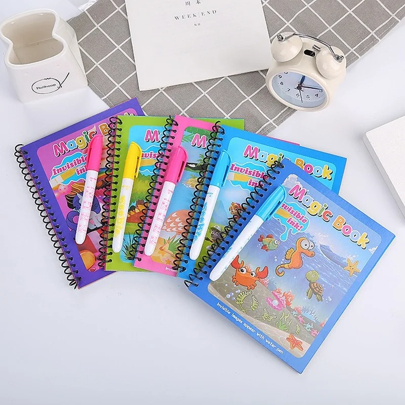 Children Magic Water Drawing Book Reusable Coloring Book Kids Magic Graffiti Painting Board Montessori Baby Early Education