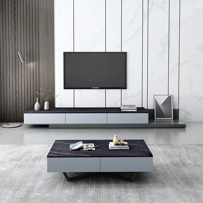 Light luxury living room coffee table TV cabinet rock panel coffee table TV cabinet simple coffee table TV cabinet combination