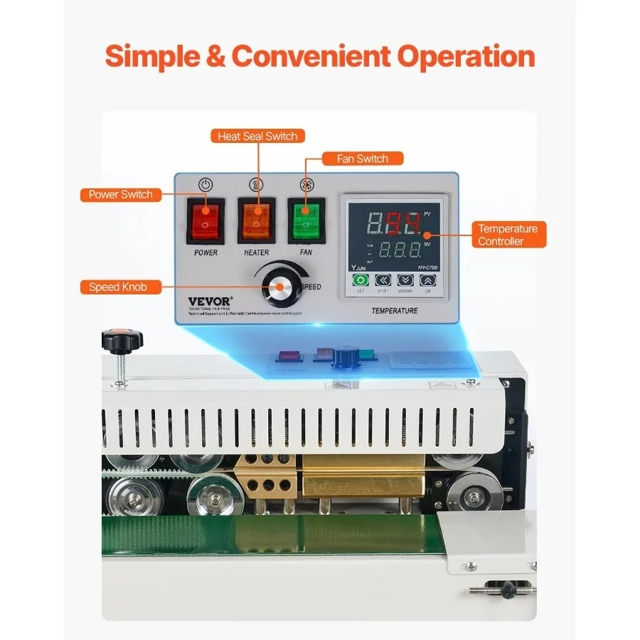 Continuous Bag Band Sealing Machine with 0.240.47 in 612 mm Seal Width for Efficient Packaging Vertical Band Sealer Featuring D