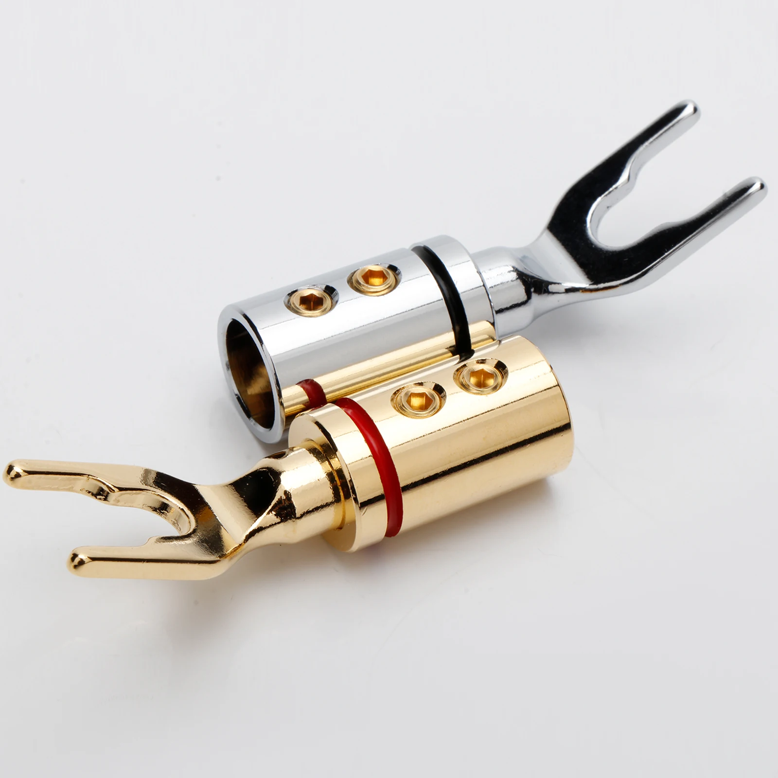 Hifi Audio Copper Y Spade Plug Screw Locke Rhodium Plated Speaker Terminal Connector Hi-end Speaker Cable Connector Adapter
