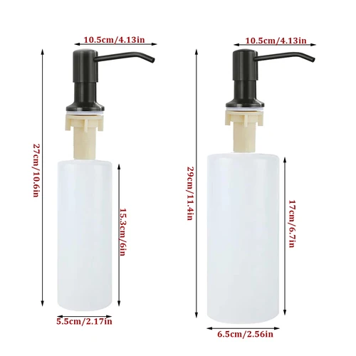 Imagen 2 del producto Dispensador de jabón para platos de cocina con tubo de extensión, dispensador de jabón líquido de acero inoxidable, botella de jabón integrada Coutertop