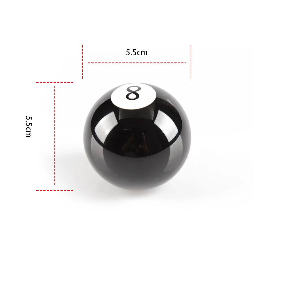 Universal Car Round Ball Shape Resin Gear Shift Knob Black 8 Billiards Manual Transmission Shifter Handle Lever AT MT