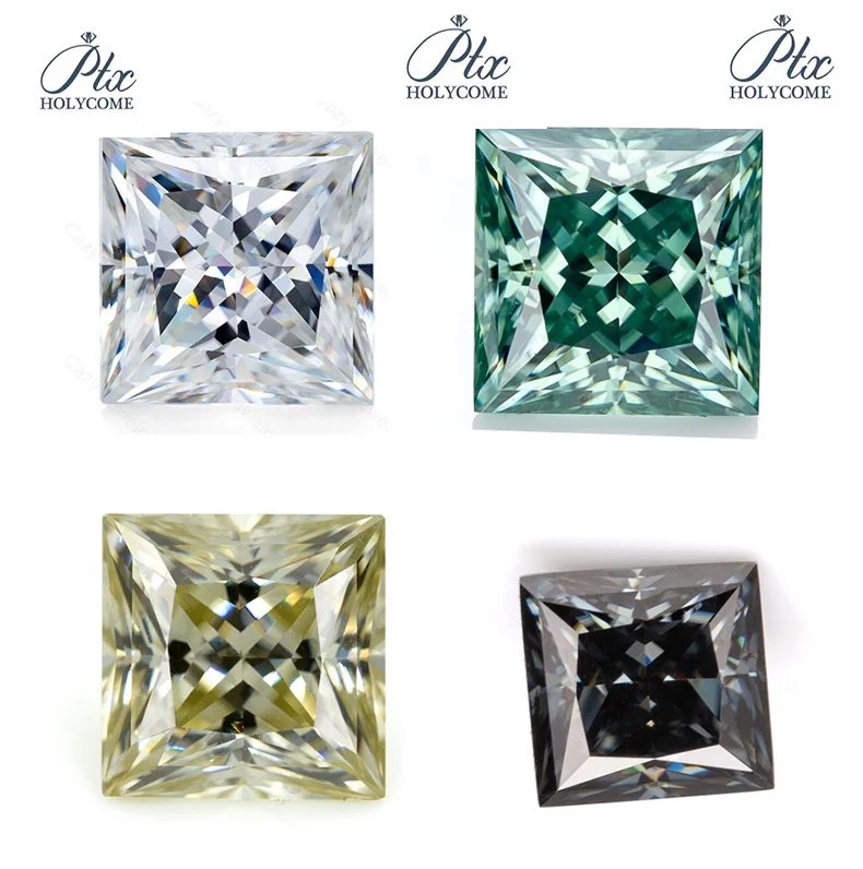 

Loose Gemstone Moissanite Stone 0.3ct-10ct Many Color VVS1 Princess Cut Excellent Beads For Women's Jewelery Diamond Material