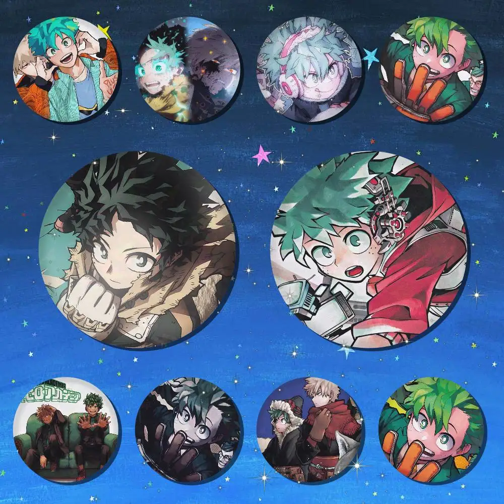 A-Midoriya Izuku Bakugou Katsuki Anime Round Badges, Brooches, Clothing Accessories, Birthday Gifts, Anime Conventions