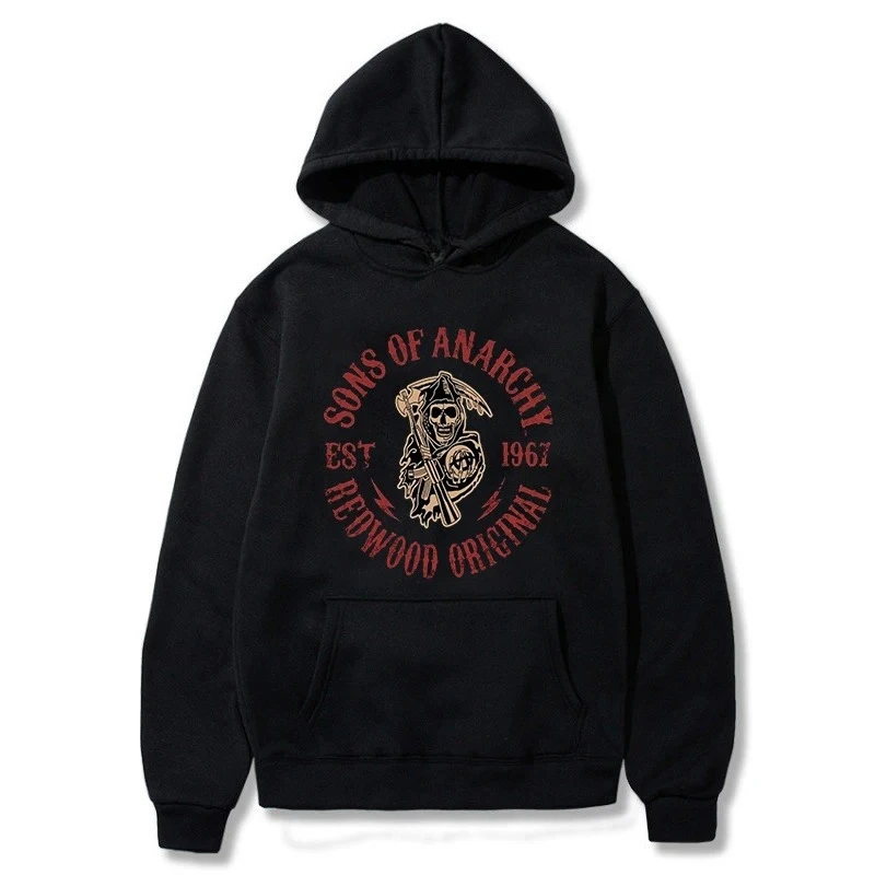 

2025 Fall/Winter Sons of Anarchy SAMCRO Double-Sided Printed Hoodie Sweater Men's Fashion Pullover Men's Fleece Cotton Hoodie