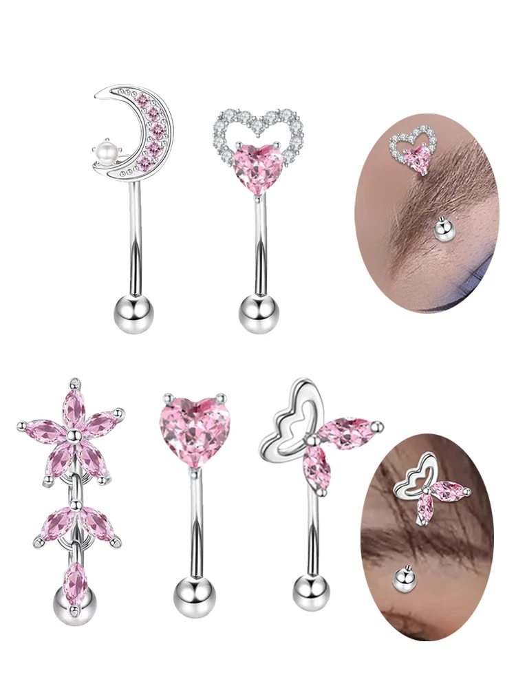 Eyebrow Circular Steel Nail Butterfly Eyebrow Piercing Ring Lip Piercing Tongue Helix Cartilage Earring