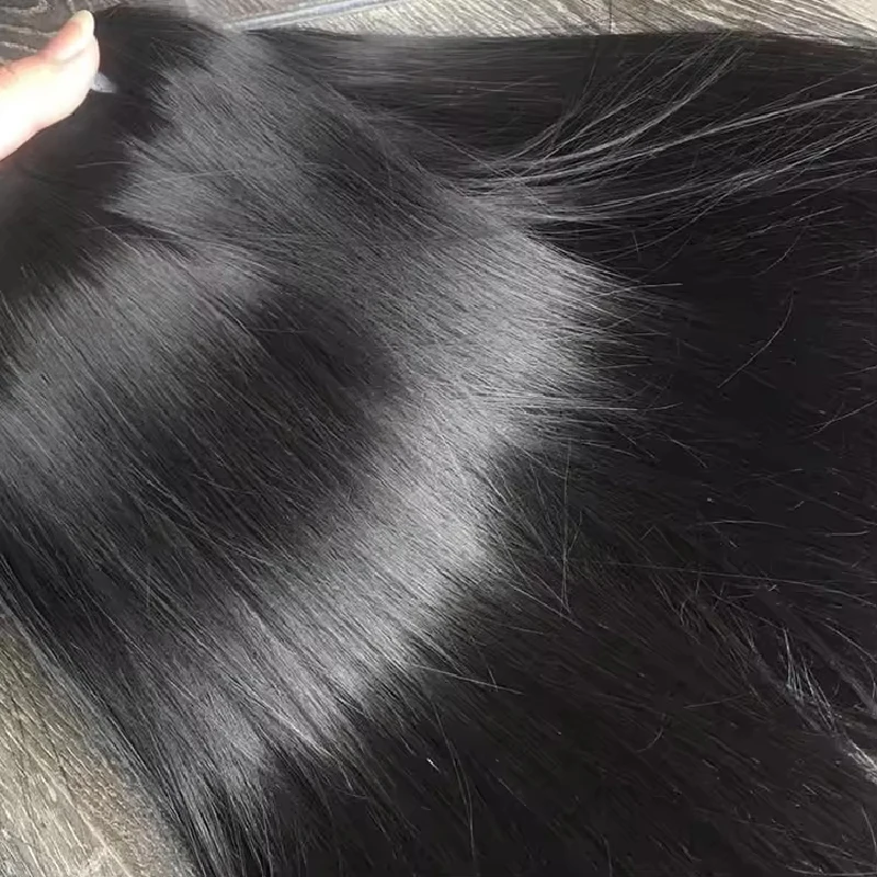 Raw Straight Human Hair Bundles 12A Grade Bone Straight Virgin Human Extensions 100% Original Vietnamese 4C Hair Double Weft