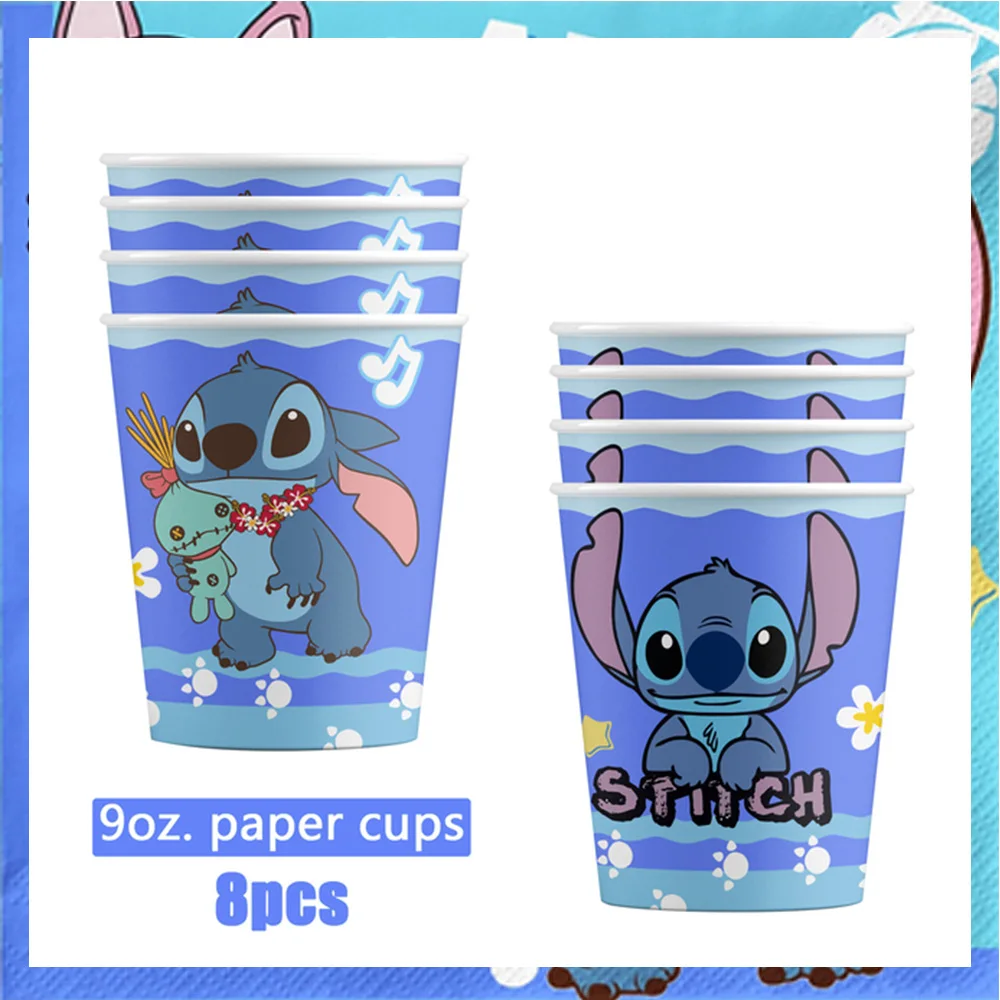 Disney Lilo&Stitch Party Supplies Cup Plates Tablecloth Balloons Cake Toppers Gift Box Birthday Party Decoration Baby Shower