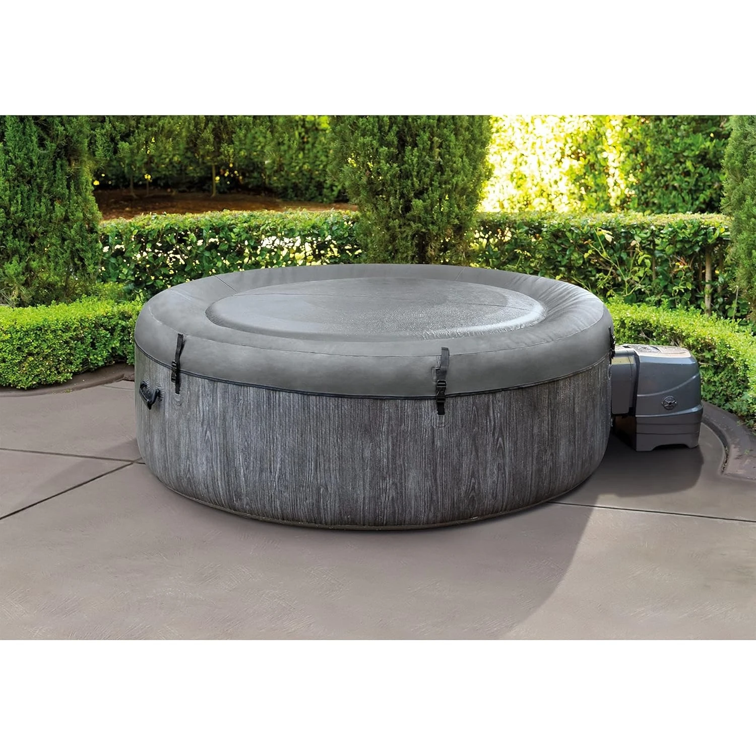 4 Person Outdoor Portable Inflatable Hot Tub Spa, Multi-Color LED Light, Foam Headrests & 140 Air Jets, Custom