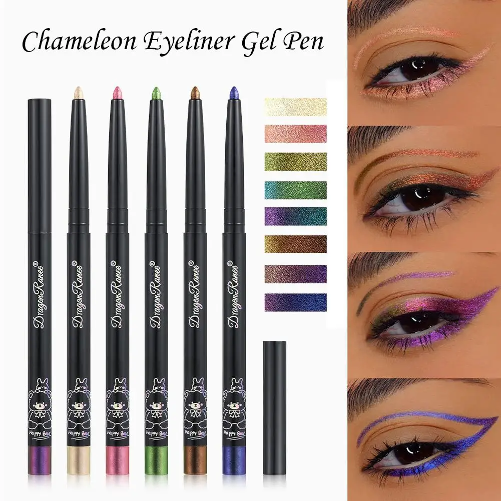 Camaleão delineador gel caneta à prova dwaterproof água camaleão sombra lápis longo wear multicromo delineador glitter destaques maquiagem dos olhos