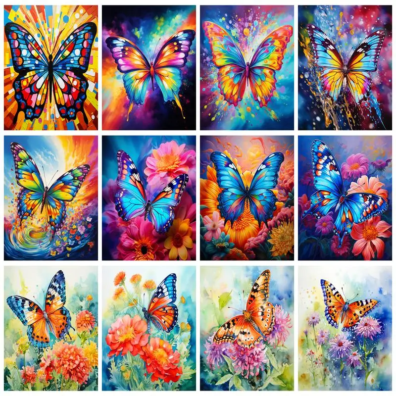 RUOPOTY Butterfly Diamond Painting Animal Rhinestones Full Diamond Mosaic Home Decor Handicrafts