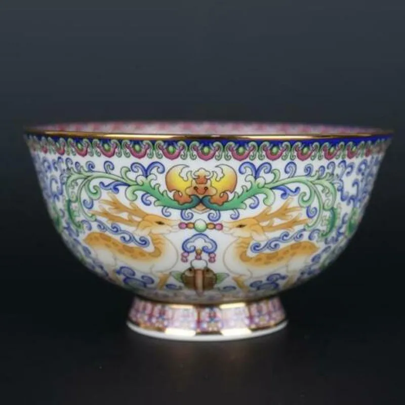 

4.72" Chinese Famille Rose Porcelain Jingdezhen Deer & Flowers Design Bowl Gift