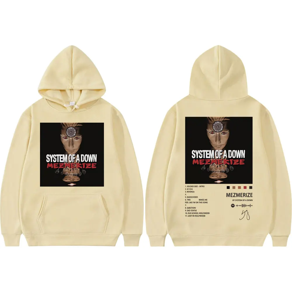 نظام ألبوم أسفل ملصق الجرافيك هوديي الرجال النساء روك الهيب هوب قمصان سويت شيرت بقلنسوة موضة خمر البلوفرات المتضخم