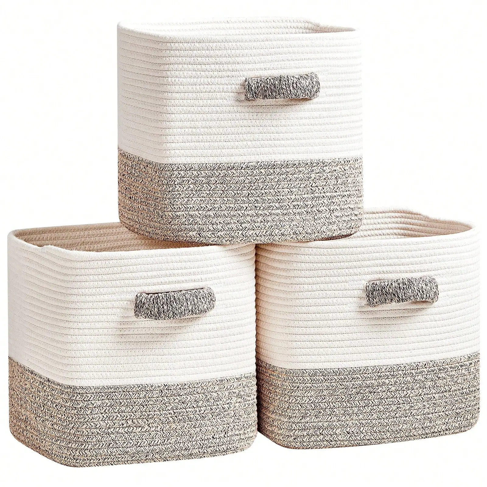 

Корзины-кубы для хранения и организации вещей - набор из 3 штук - квадратные корзины 11 дюймов для хранения в кубах, контейнеры для хранения в шкафу - плетеные корзины-кубы для хранения