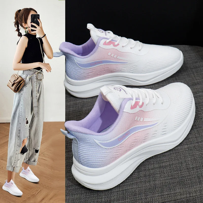 Spring New Breathable Mesh Women's Vulcanized Shoes Outdoor Anti Slip Women's Running Sports Shoes