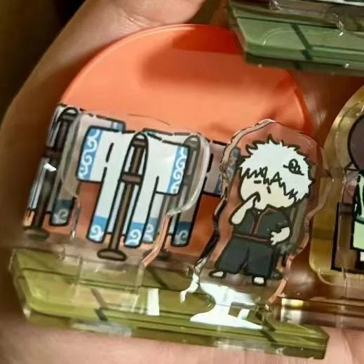 جديد الفضة الروح أنيمي الطرفية الفضة الوقت الاكريليك سطح المكتب تأثيري بطاقة حامل صغيرة