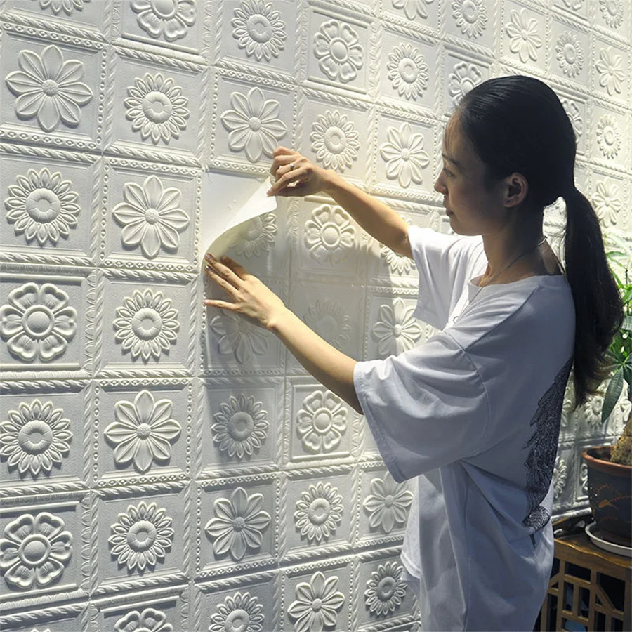 3D wall stickers Pastoral style wallpaper self-adhesive waterproof moisture-proof warm bedroom living room background Home Decor