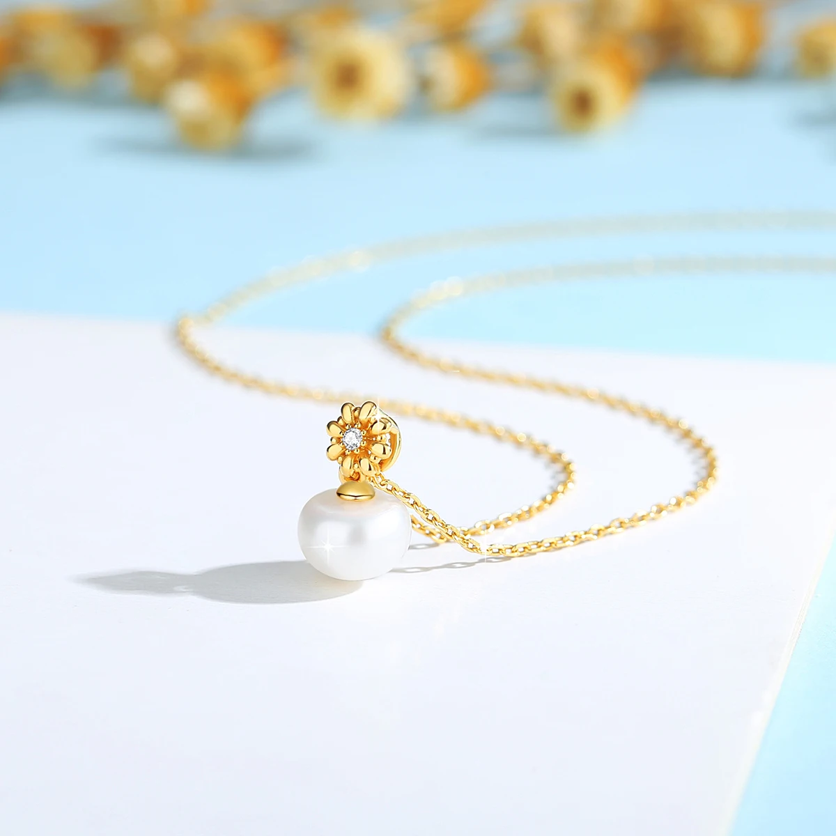 18k الذهب لؤلؤ المياه العذبة الطبيعية قلادة قلادة للنساء GRA معتمد تألق مويسانيتي سلسلة مجوهرات الزفاف الخطوبة