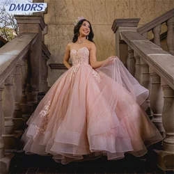 Rotterdam Kly-Robe de Quinceanera chérie, robe de Rhde luxe, train de chapelle princesse, appliques de fleurs, Sweet 15, 16, robe de fête d'anniversaire, 2024