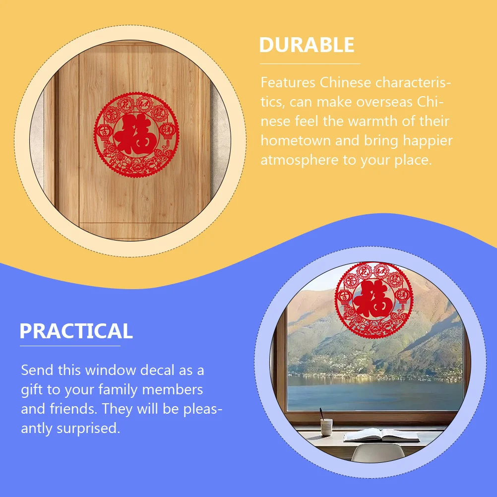 

2 Sheets New Year Window Clings PVC Material Festive Chinese Spring Festival Decals Home Decor New Year Fortune Blessing Sticker