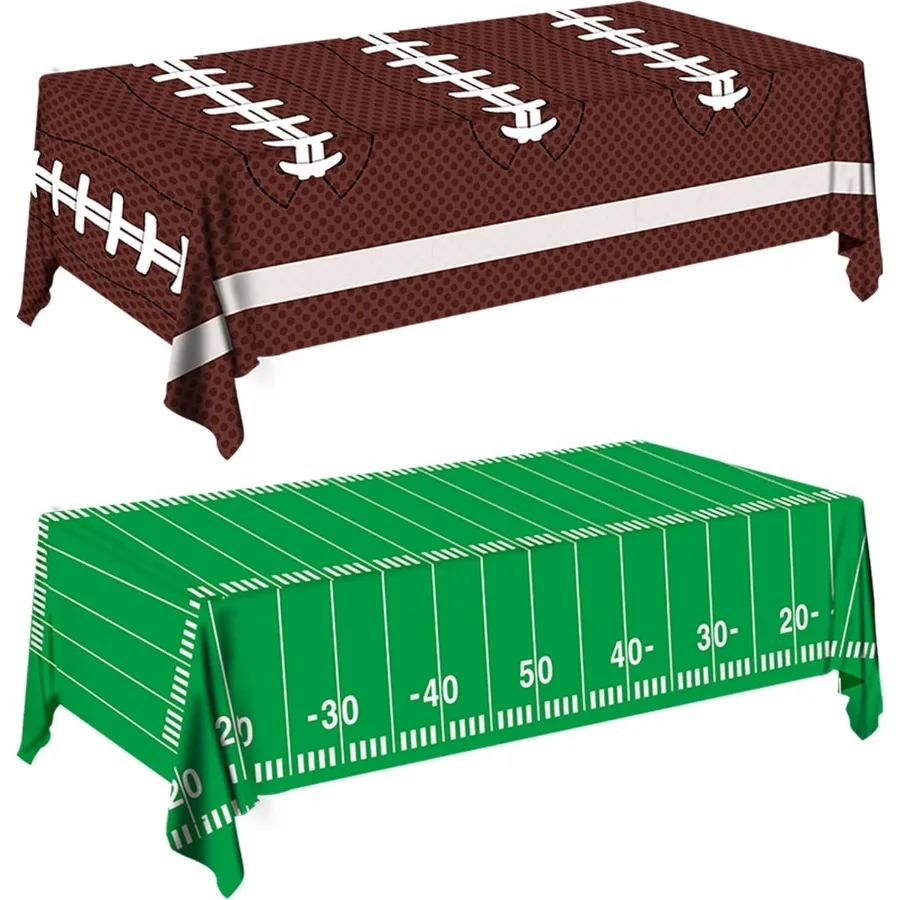 ديكورات حفلات كرة القدم، مفرش طاولة بلاستيكي للاستعمال مرة واحدة، غطاء طاولة مثالي لحفلة عيد ميلاد كرة القدم Super Bowl D