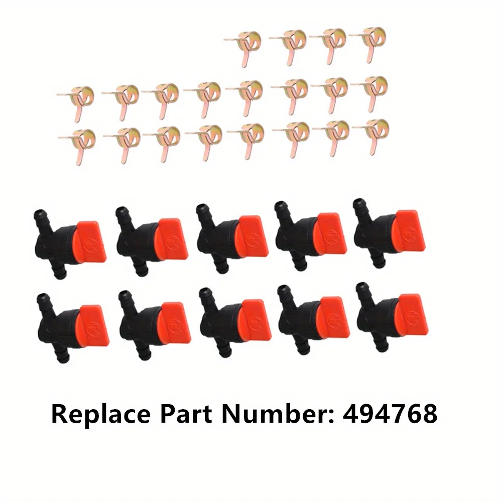10 x 1/4 in-Line Straight Fuel Shut-Off/Cut-Off Valves 494768 Replacement for 1/4 ID Fuel Line Lawn Mower