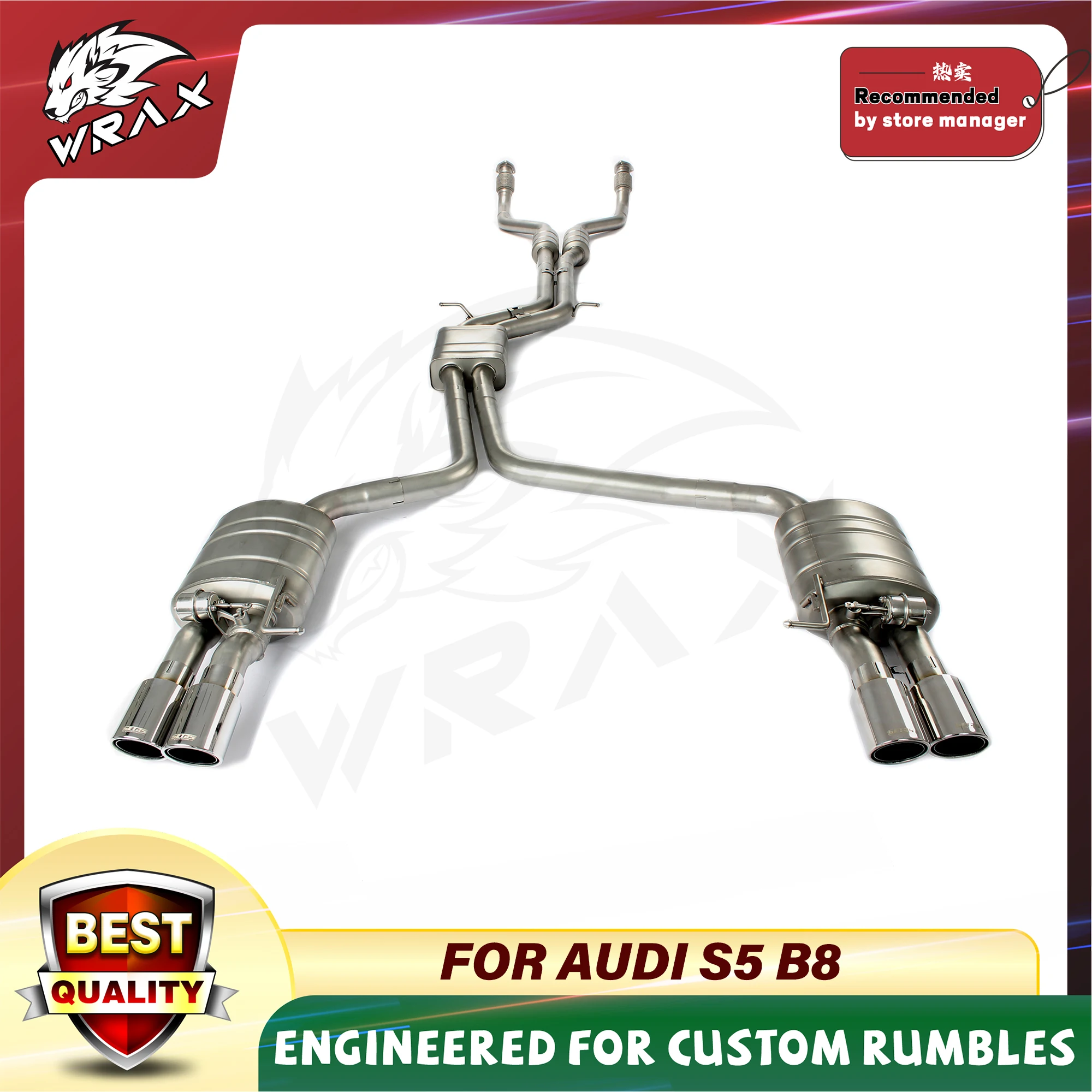 

WRAX Exhaust For AUDI S5 B8 Stainless Steel Catback High Performance Exhaust Exhaust Systems Tail Performance Muffler Valve
