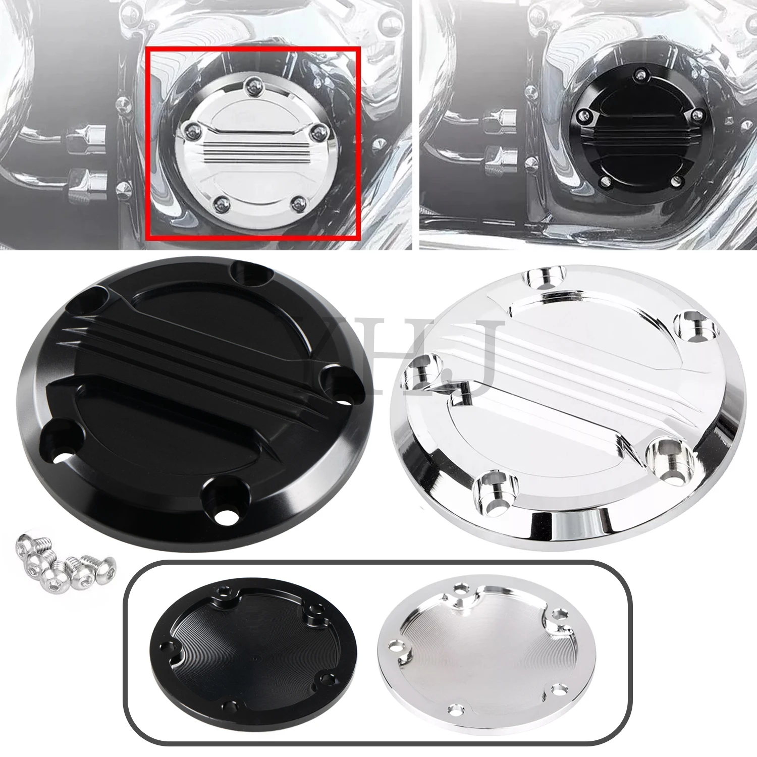 Aluminum 5 Holes Timing Point Cover For Harley Motorcycle Twin Cam Touring Electra Glide 1999-2017 Chrome/Black