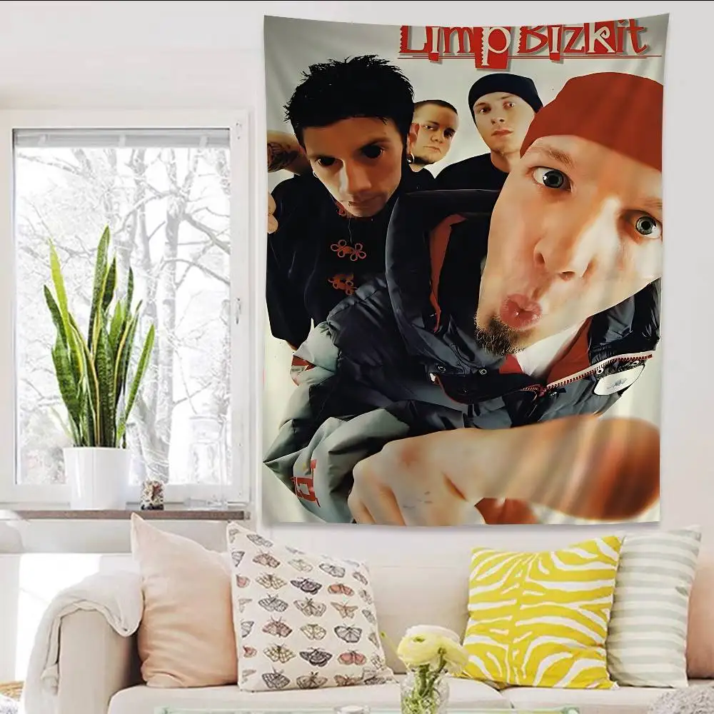 Tapiz de dibujos animados de banda de Rock L-Limp Bizkit, decoración del hogar, decoración bohemia Hippie, decoración del hogar de adivinación