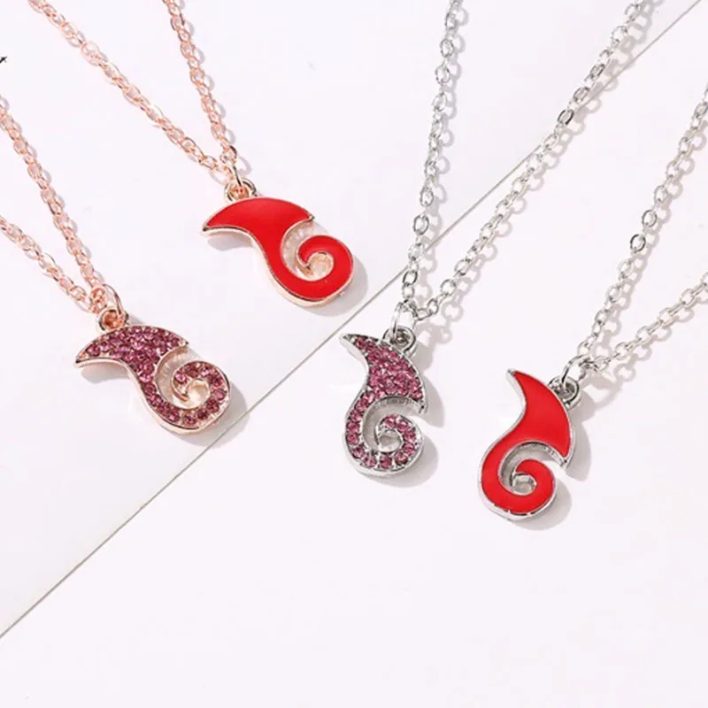 Trendy movie Nezha demon boy forehead imprint couple friends popular accessories rose gold necklace collarbone chain