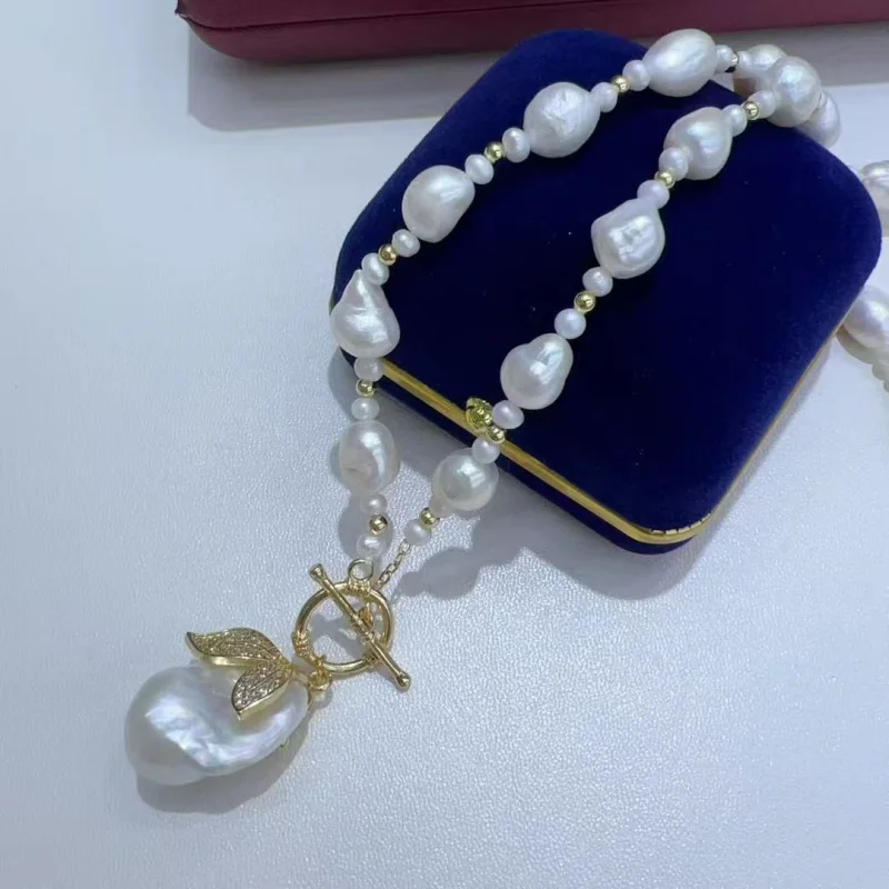 

Recommended 14k Gold Plated INS Style Baroque European and American Minimalist Natural Freshwater Pearl Necklace