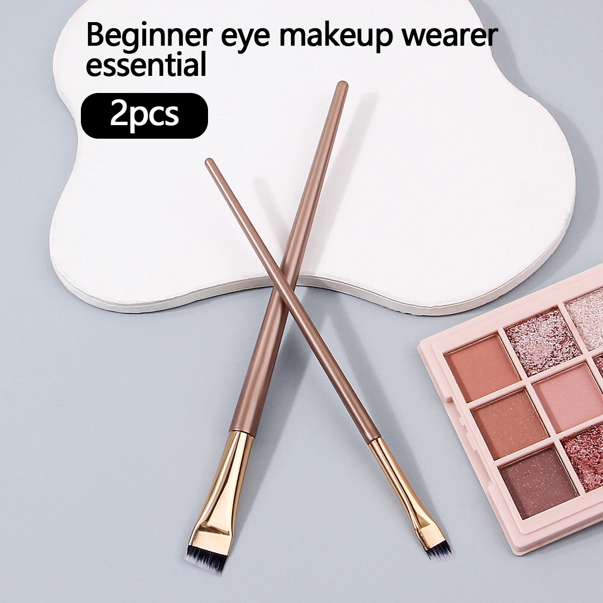 แปรงอายไลเนอร์สำหรับมือใหม่ ปี 2025, แปรงเขียนคิ้วแบบแบนและเฉียงบางเฉียบ, อุปกรณ์แต่งตาสำหรับมืออาชีพ, แปรงแต่งหน้า 2 ชิ้น