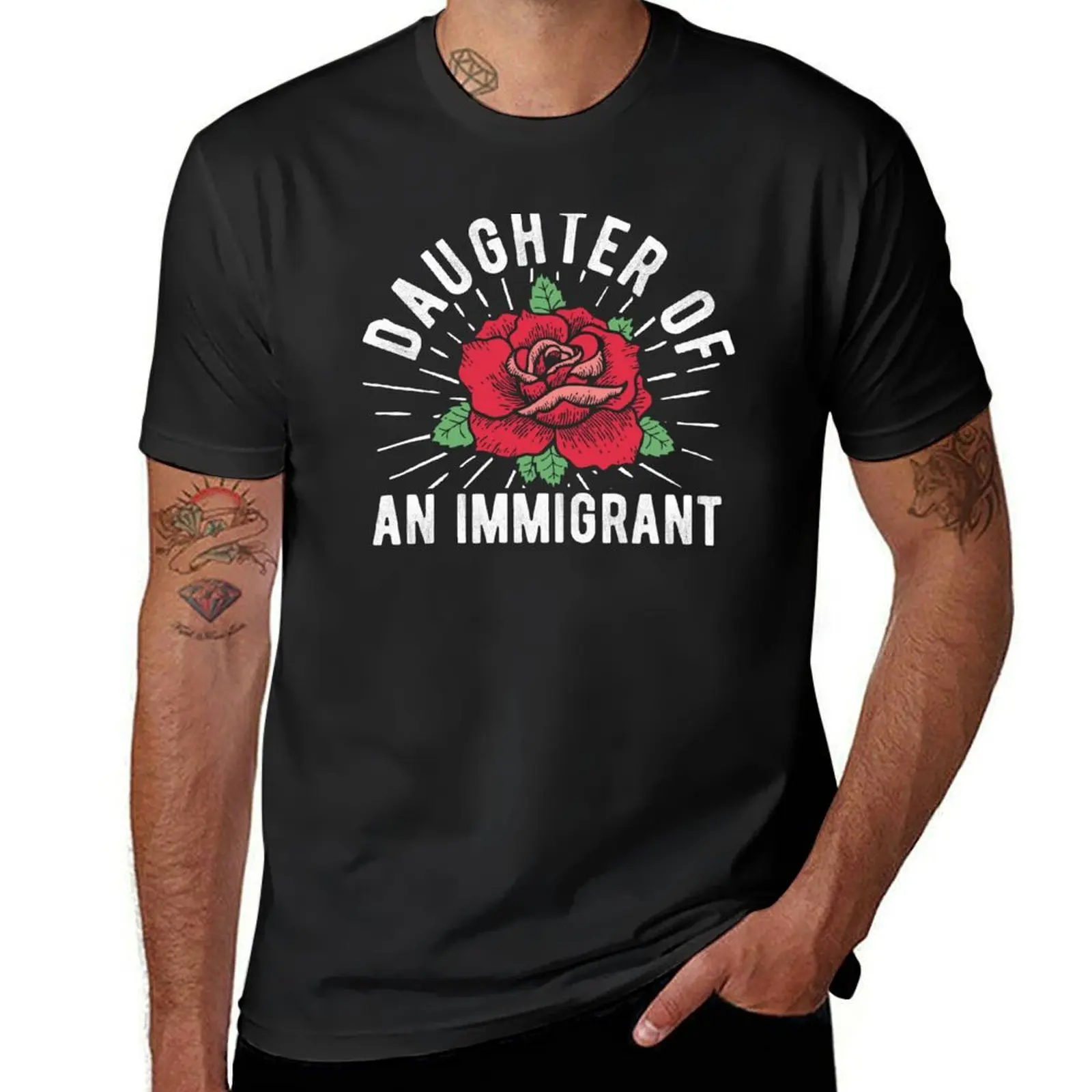 Daughter Of An Immigrant Pride Chingona Spanish Rose Hispanic Heritage T-Shirt vintage clothes heavyweights t shirts for men